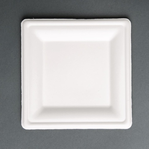 [FC518] Assiettes carrées compostables en bagasse Fiesta Compostable 159mm (lot de 50)