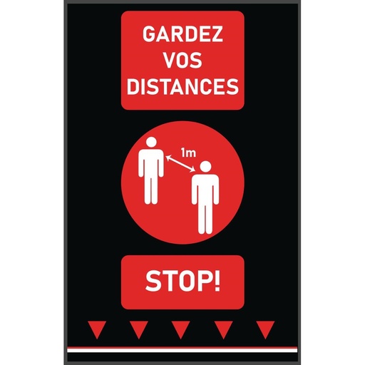 [FN856] Tapis de distanciation sociale 100x65cm rouge - personnes (attention : texte français 1m)