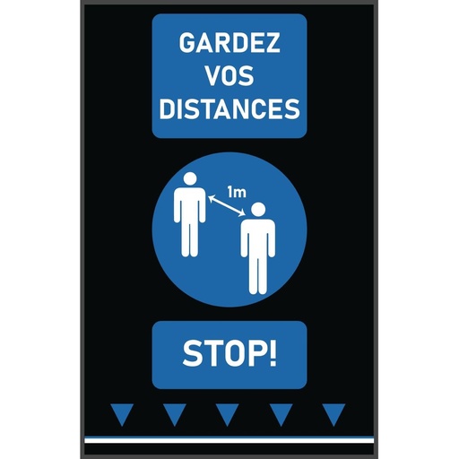 [FN857] Tapis de distanciation sociale 100x65cm bleu - personnes (attention : texte français 1m)