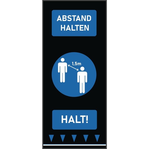 [FN861] Tapis de distanciation sociale 150x65cm bleu - personnes (attention : texte allemand)