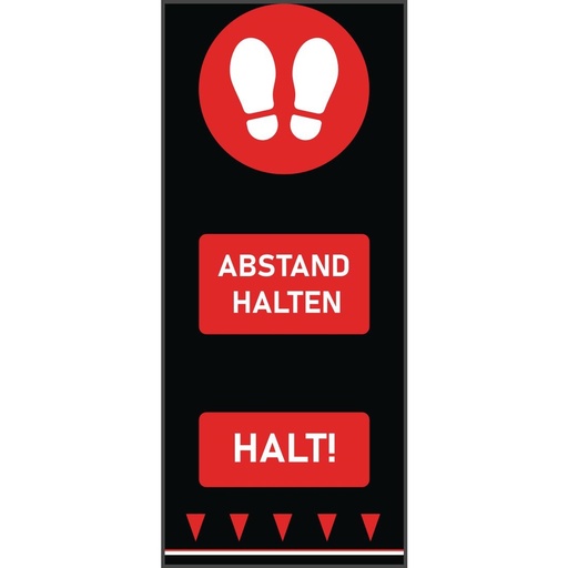 [FN862] Tapis de sol distanciation sociale 150x65cm rouge - empreintes de pas (attention : texte allemand)