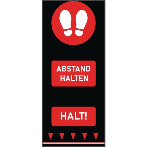 [FN862] Tapis de sol distanciation sociale 150x65cm rouge - empreintes de pas (attention : texte allemand)