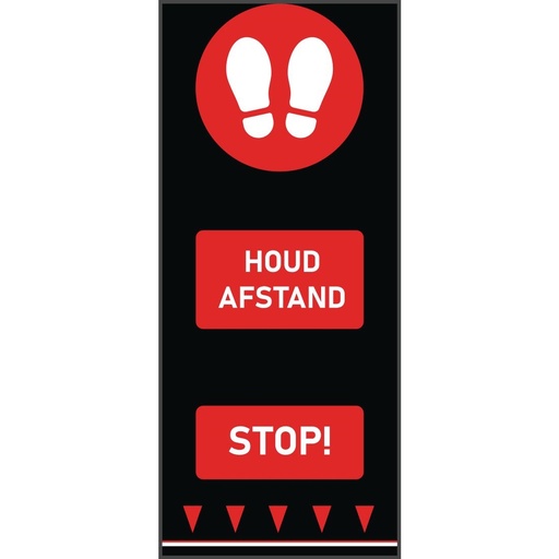 [FN870] Tapis de sol distanciation sociale 150x65cm rouge - empreintes de pas (attention : texte néerlandais)