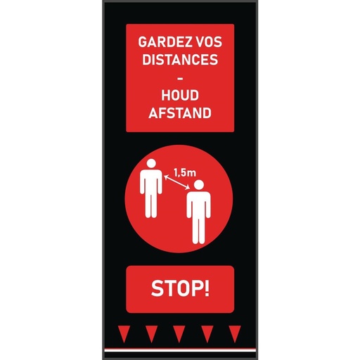 [FN876] Tapis de distanciation sociale 150x65cm rouge - personnes (attention : texte néerlandais et français)