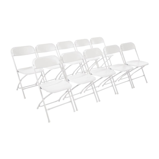 [GD387] Chaises pliantes Bolero blanches (Lot de 10)