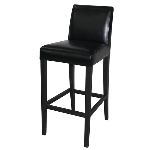 [GG651] Tabouret de bar haut avec dossier en simili cuir Bolero noir