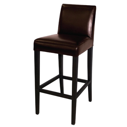 [GG652] Tabouret de bar haut avec dossier en simili cuir Bolero marron foncé