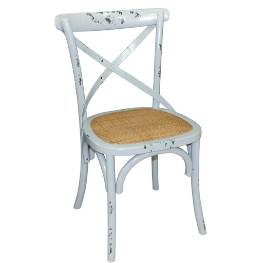 [GG655] Chaises en bois patiné avec dossier croisé Bolero bleues (Lot de 2)