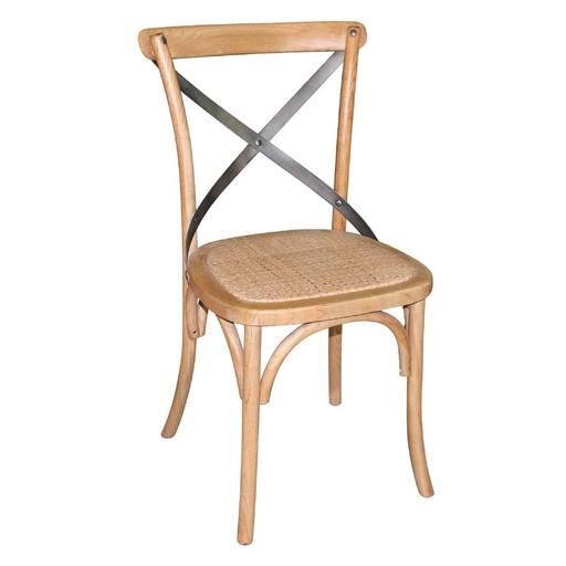 [GG656] Chaises en bois patiné avec dossier croisé Bolero naturel (Lot de 2)