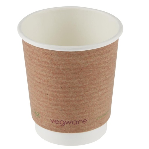[GH020] Gobelets boissons chaudes double paroi compostables Vegware 230ml (lot de 500)