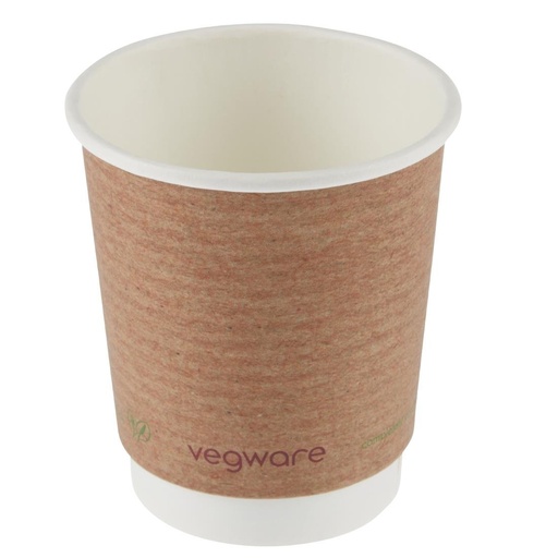 [GH020] Gobelets boissons chaudes double paroi compostables Vegware 230ml (lot de 500)