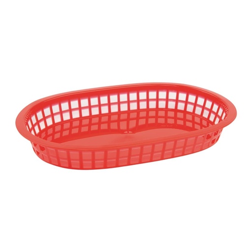 [GH967] Panière alimentaire ovale en polypropylène Olympia rouge (Lot de 6)