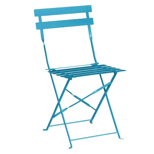 [GK982] Chaises de terrasse pliantes en acier Bolero bleu turquoise (Lot de 2)