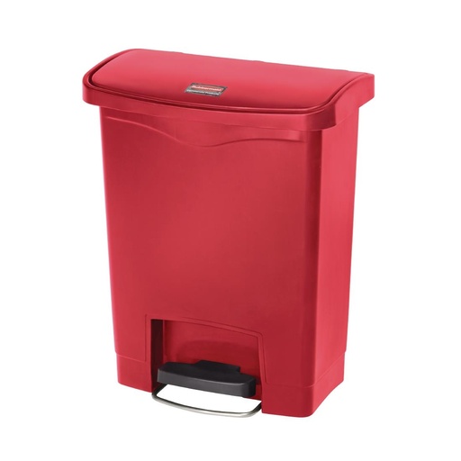 [GL020] Poubelle à pédale frontale Rubbermaid Slim Jim rouge 30L