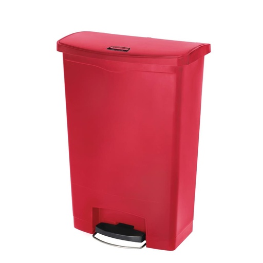 [GL038] Poubelle à pédale frontale Rubbermaid Slim Jim rouge 90L