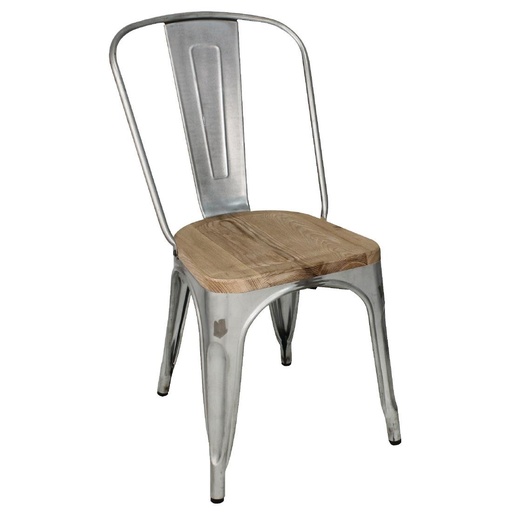 [GM642] Chaises en acier avec assise en bois Bolero (lot de 4)
