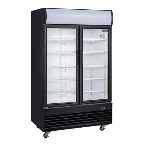 [GM813] Vitrine réfrigérée positive 2 portes battantes avec caisson lumineux Polar Série G 950L noire