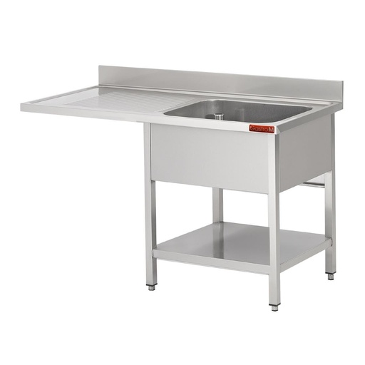 [GN095] Plonge 1 bac et sous-tablette à gauche et 1 égouttoir et espace LV à droite Gastro M 1200x700x850mm