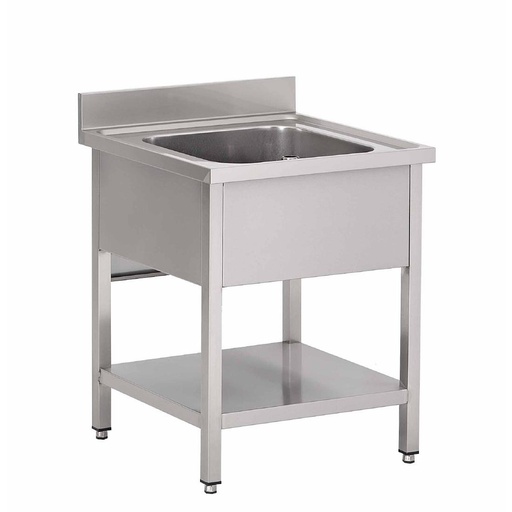 [GN199] Plonge inox avec étagère basse Gastro M 1 bac 70 x 70 x 85 cm