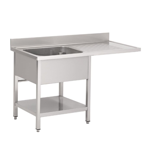 [GN206] Plonge inox avec étagère basse et emplacement lave-vaisselle Gastro M 1 bac à gauche 120 x 70 x 85 cm