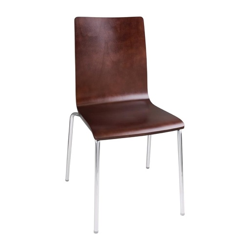 [GR343] Chaises dossier carré marron foncé Bolero (lot de 4)