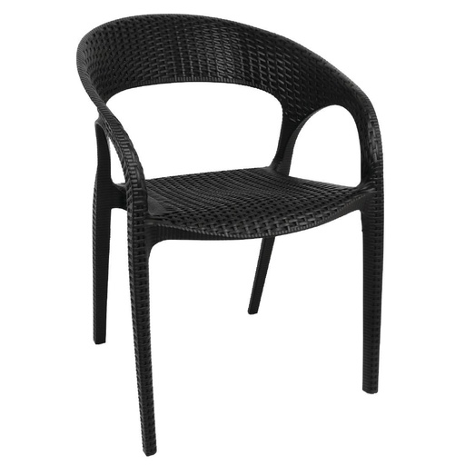 [GR363] Fauteuils enveloppants en rotin PP Bolero noirs (lot de 4)