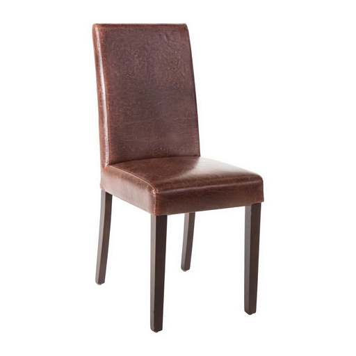 [GR369] Chaise dossier haut en simili cuir Bolero marron foncé patiné x2