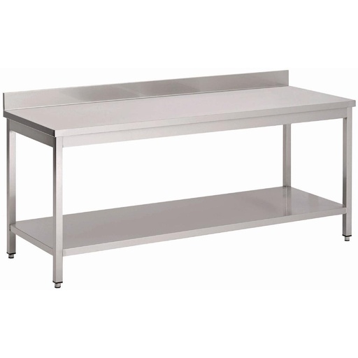 [GS038] Table de préparation inox 304 avec étagère basse et dosseret Gastro M 85x70x70cm