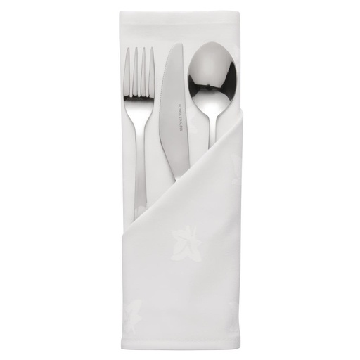 [HB557] Serviettes blanches en coton motif feuille de lierre Mitre Luxury Luxor 550 x 550mm 