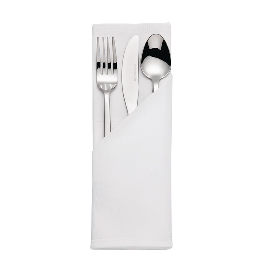 [HB559] Serviettes blanches en coton bande de satin Mitre Luxury