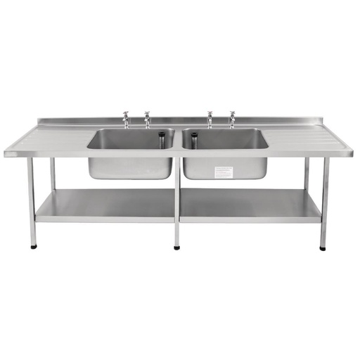 [P376] Plonge 2 cuves 2 égouttoirs en inox Franke Sissons 2400x650mm