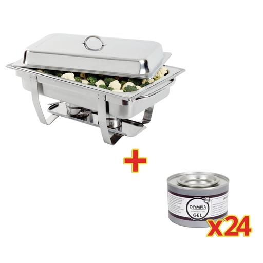[S600] OFFRE SPÉCIALE Chafing dish Milan Olympia GN 1/1 + 24 capsules de gel combustible