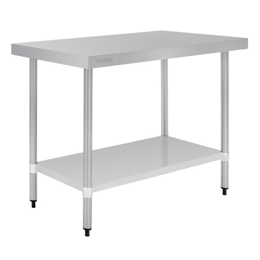 [T376] Table de préparation sans rebord en acier inoxydable Vogue 1200 x 600mm
