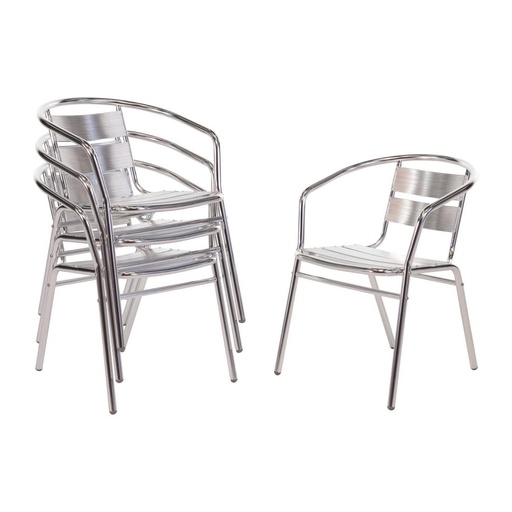 [U419] Fauteuils empilables en aluminium Bolero (Lot de 4)