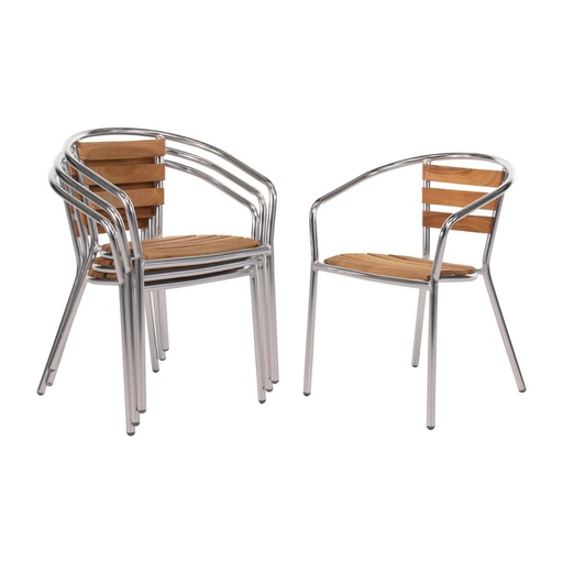 [U421] Fauteuils en frêne et aluminium Bolero 730mm (Lot de 4)