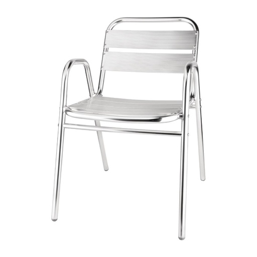 [U501] Fauteuils empilables en aluminium avec accoudoirs Bolero x4