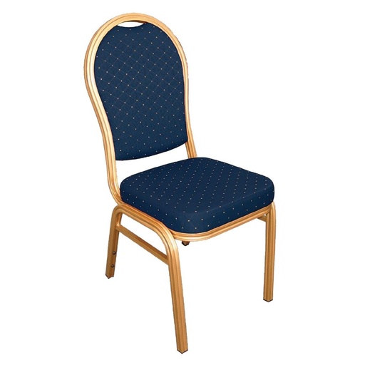 [U526] Chaises de banquet dossier arrondi Bolero bleues et dorées (lot de 4)