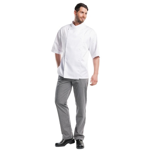 [A139-44] Pantalon de cuisine mixte Chaud Devant Grigio rayé gris et noir 36