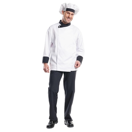 [A254-62] Pantalon de cuisine mixte Chaud Devant Avanti rayé noir et gris 58