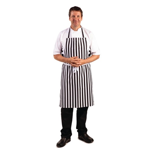 [A558] Tablier bavette Whites rayé noir et blanc