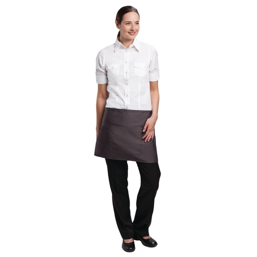 [A906] Tablier bistro court Chef Works gris anthracite