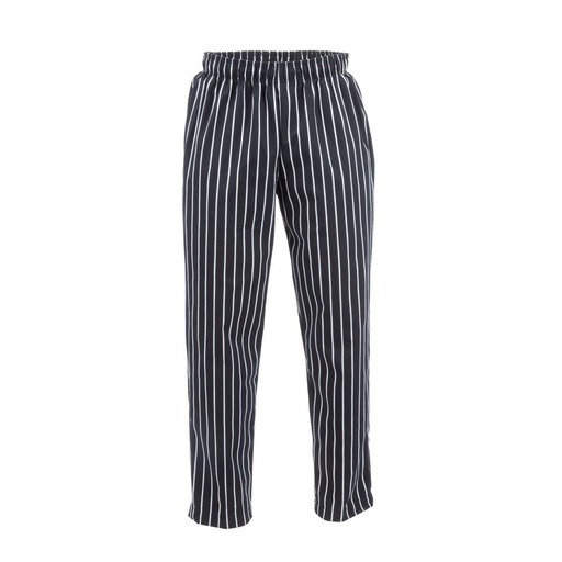 [A940-M] Pantalon de cuisine mixte Baggy Chef Works rayé noir et blanc M