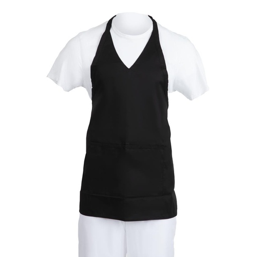 [B128] Tablier serveur col en V Whites noir