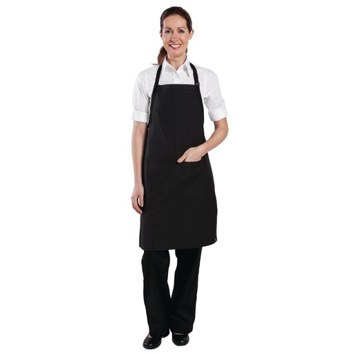 [B229] Tablier bavette Chef Works finement rayé