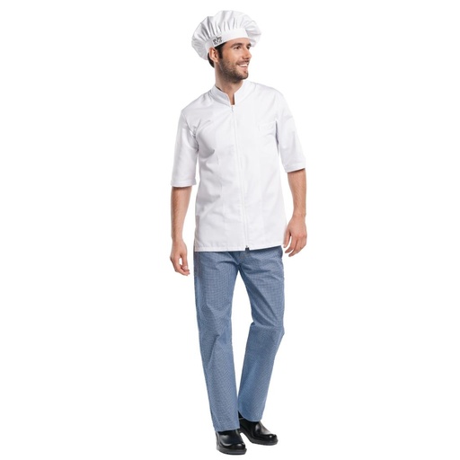 [B502-M] Veste de cuisine mixte Chaud Devant Monza manches courtes blanche M