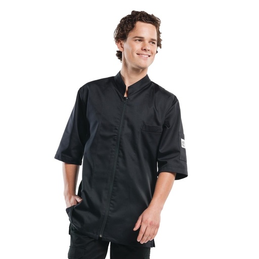 [B503-XS] Veste de cuisine mixte Chaud Devant Monza manches courtes noire XS