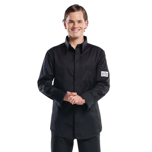 [B505-XXXL] Chemise de cuisinier Chaud Devant noire 3XL