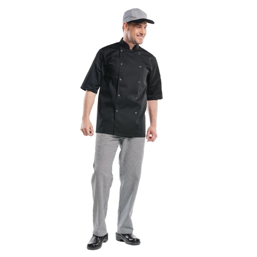 [B508-XS] Veste de cuisine mixte Chaud Devant Hilton Poco manches courtes noire XS