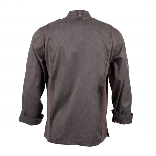 [BB263-L] Veste de cuisine mixte légère à fermeture éclair Hartford Chef Works Urban gris graphite L