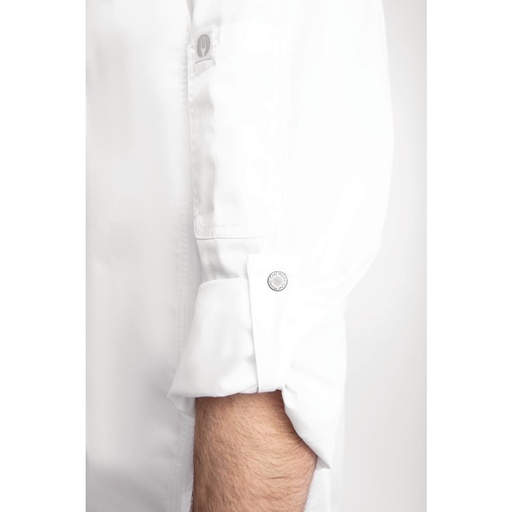 [BB264-L] Veste de cuisine mixte légère à fermeture éclair Hartford Chef Works Urban blanche L